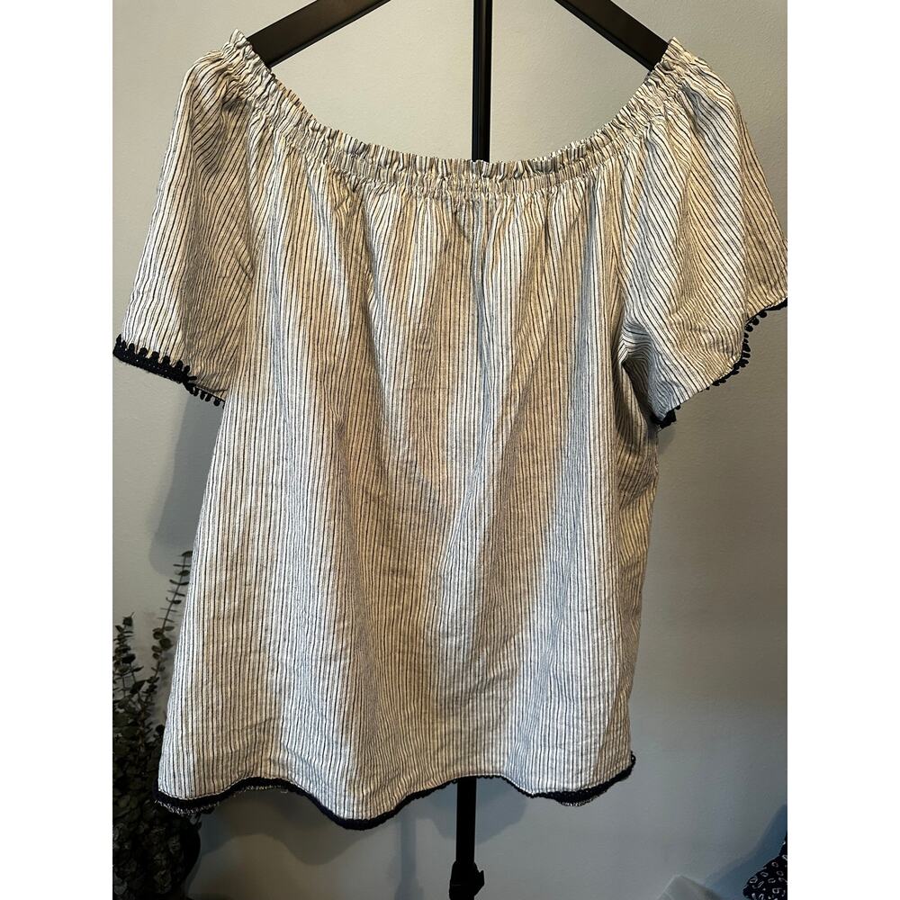 Knox Rose Striped Embroidered Off The Shoulder Boho Blouse Size XL - Picture 8 of 10